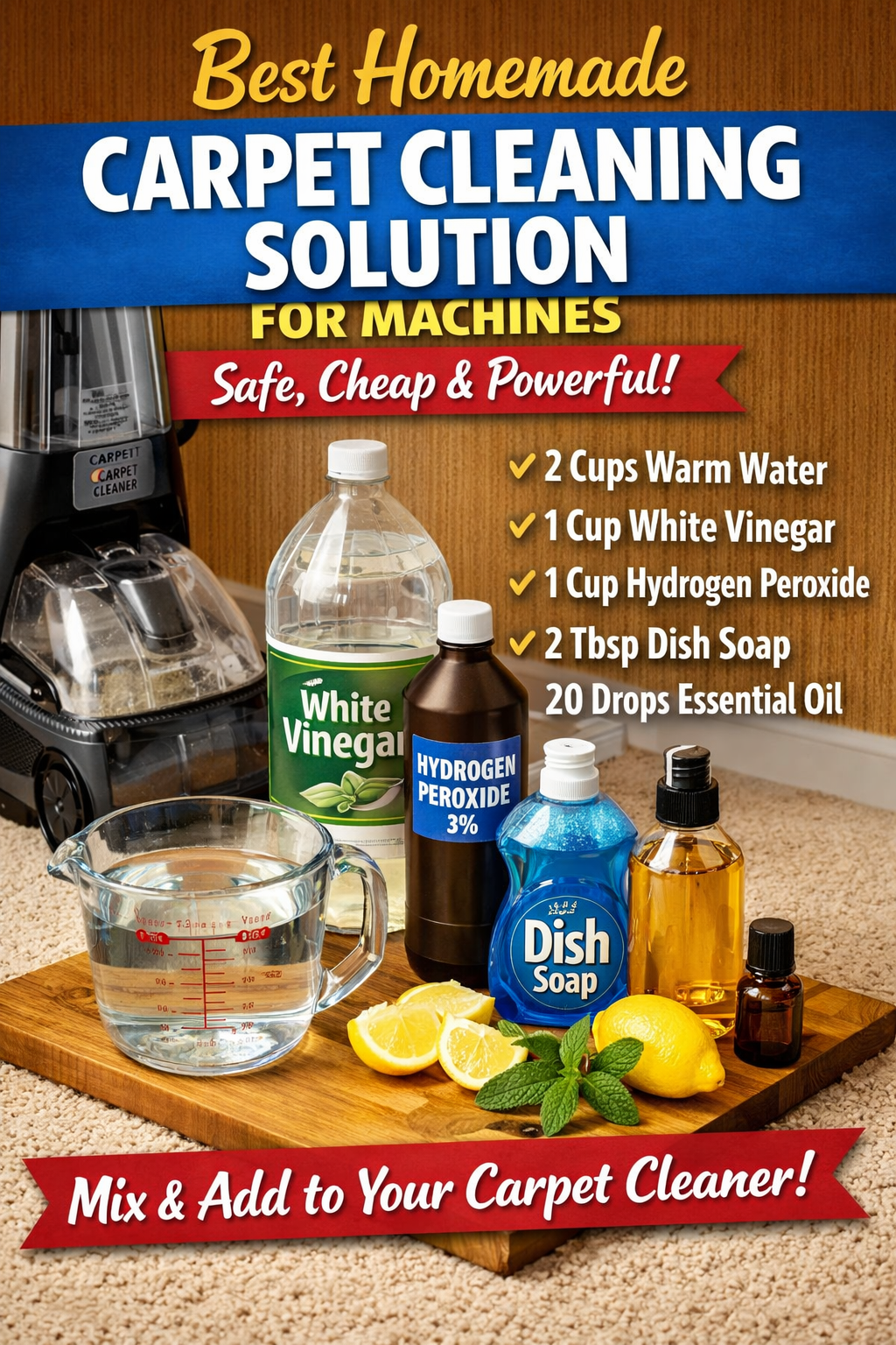 Best Homemade Carpet Cleaning Solution for Machines (Safe, Cheap & Powerful)